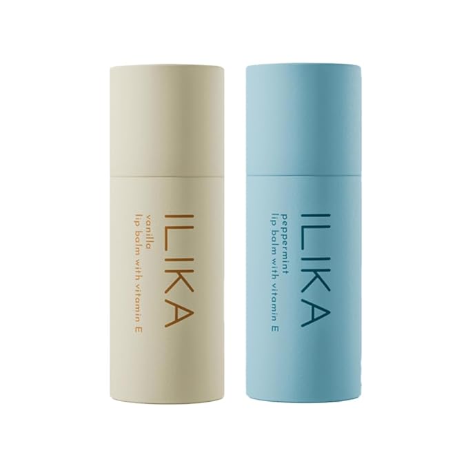 ILIKA Lip balm Organic, 2 Pack, Vanilla & Peppermint