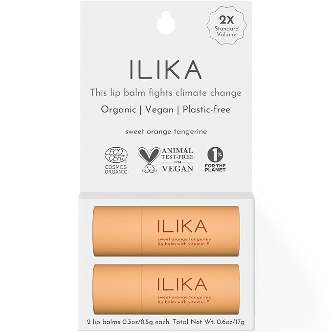 ILIKA Lip balm Organic, 2 Pack, Orange Tangerine